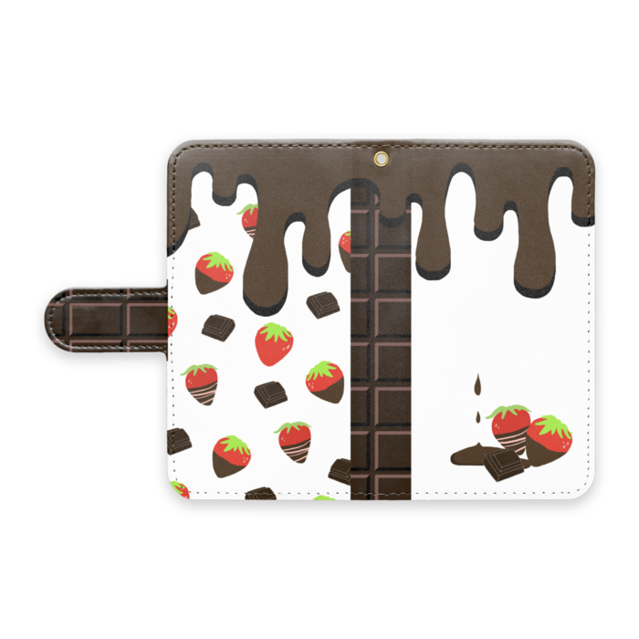 苺チョコ手帳型Androidケース - S - ストラップ穴 あり