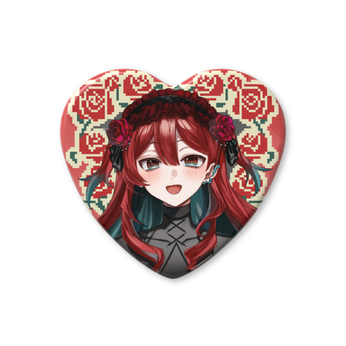 ハート缶バッジ - 57 × 52.5mm