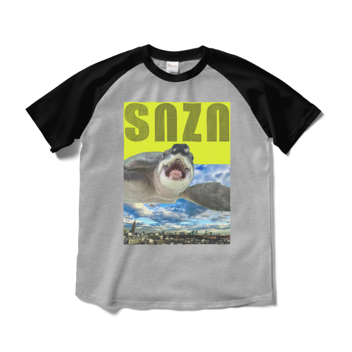 ラグランTシャツ - M - 杢グレー×ブラック