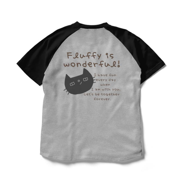 ラグランTシャツ - L - 杢グレー×ブラック