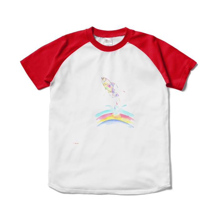 ラグランTシャツ - S - ホワイト×レッド