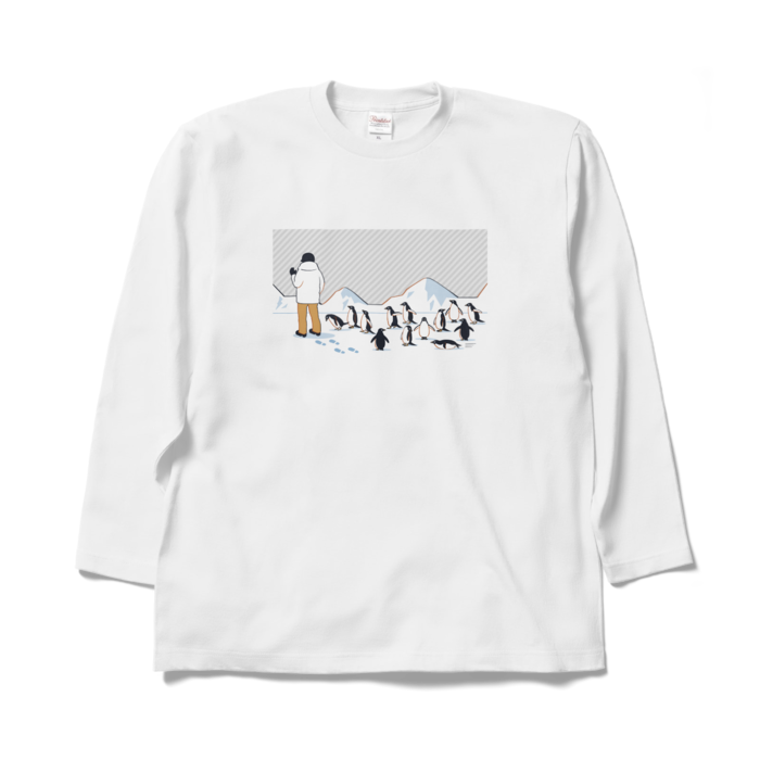 ロングスリーブTシャツ　灰色×白色　XL