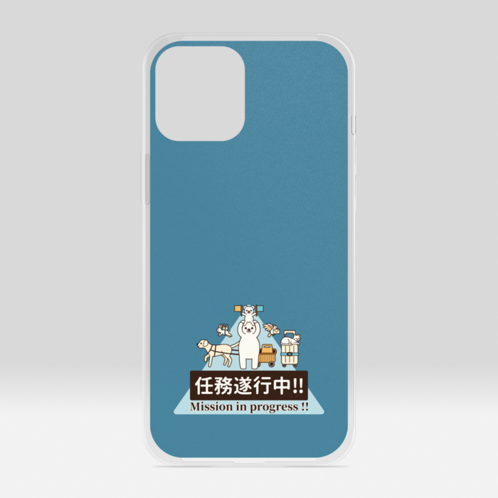 クリアiPhoneケース　くすみ青緑色　iPhone 12ProMax