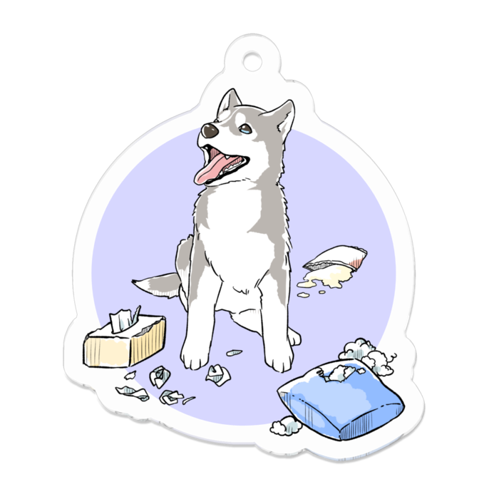 アクリルキーホルダー - 銀×白