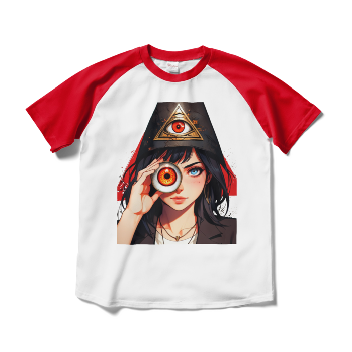 ラグランTシャツ - M - ホワイト×レッド