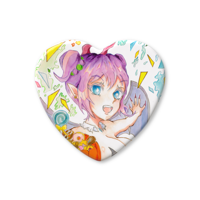 ハート缶バッジ - 57 × 52.5mm