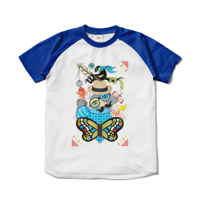 ラグランTシャツ - S - ホワイト×ロイヤルブルー