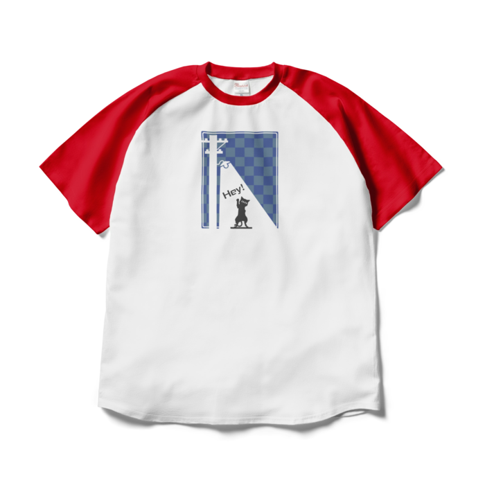 ラグランTシャツ - XL - ホワイト×レッド