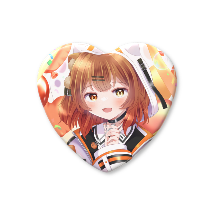 ハート缶バッジ - 57 × 52.5mm