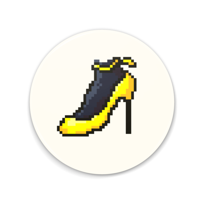 「ハイヒール（黄色）」　缶ミラー - 75mm