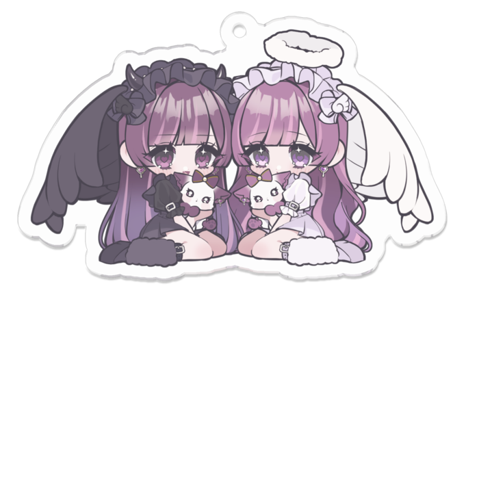 天使と悪魔アクリルキーホルダー - 70 x 70 (mm)