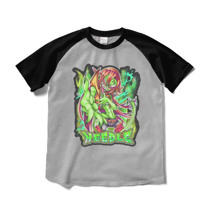 ラグランTシャツ - M - 杢グレー×ブラック(1)