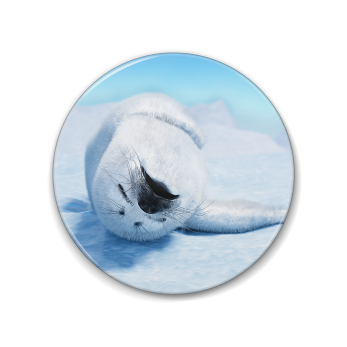 アザラシ赤ちゃん ゴロ寝 缶バッジ イラスト素材ショップ ハヤブタ工房 Booth