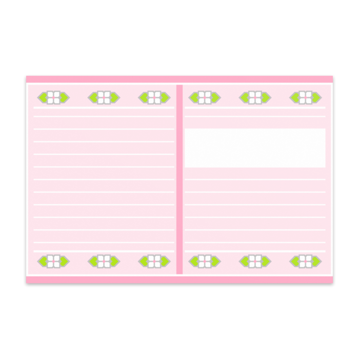 四枚花のノート表紙ポストカード(ピンク系)