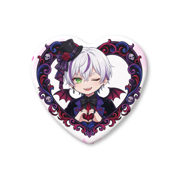 ハート缶バッジ - 57 × 52.5mm