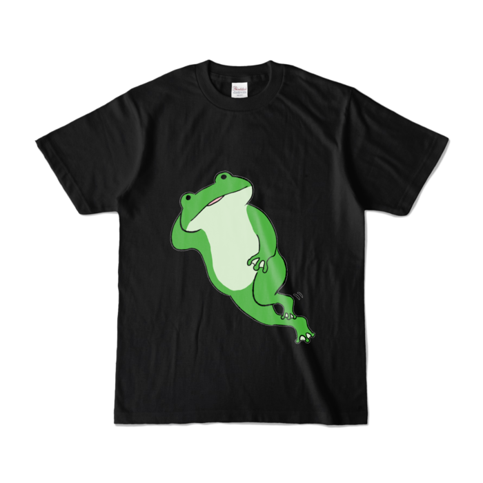 だらだらかえるTシャツ - S - ブラック (濃色)