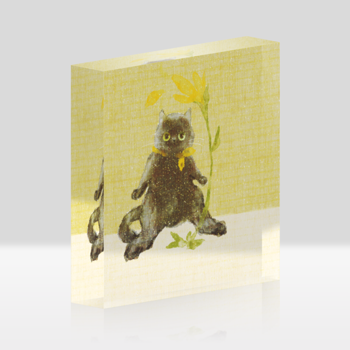 アクリルブロッククリア黄 - 100x100mm