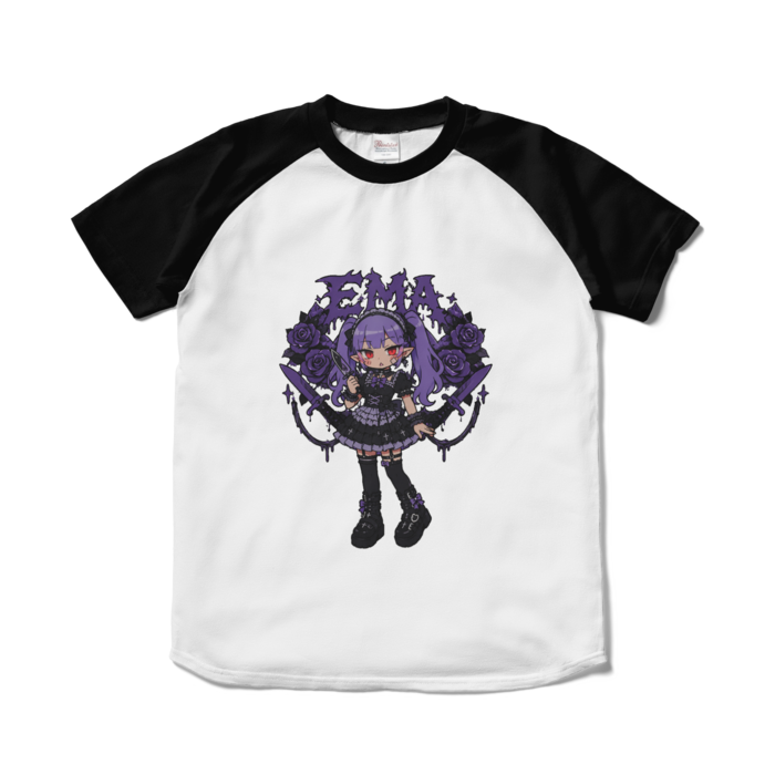 ラグランTシャツ - S - ホワイト×ブラック
