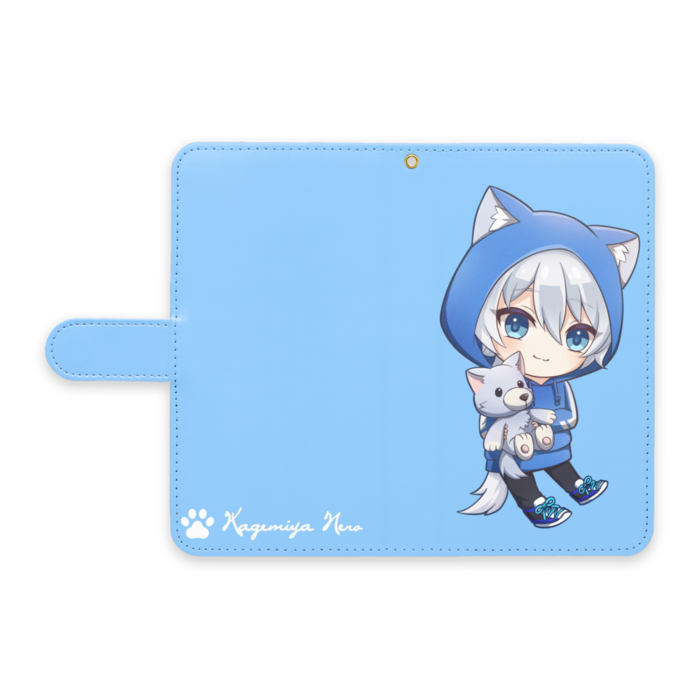 手帳型Androidケース②ぬいぐるみ抱き - L - ストラップ穴 あり