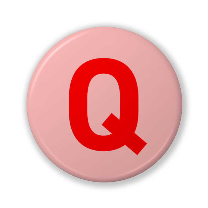 【Q(キュー)】〈レッド〉缶バッジ- 32mm
