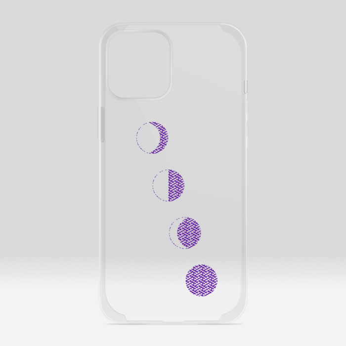 クリアiPhoneケース・文様月・紫：iPhone12 ProMax