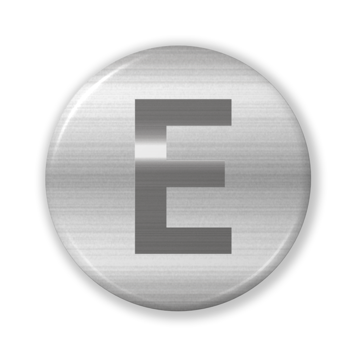 【E（イー）】〈シルバーグラフィック〉缶バッジ- 32mm