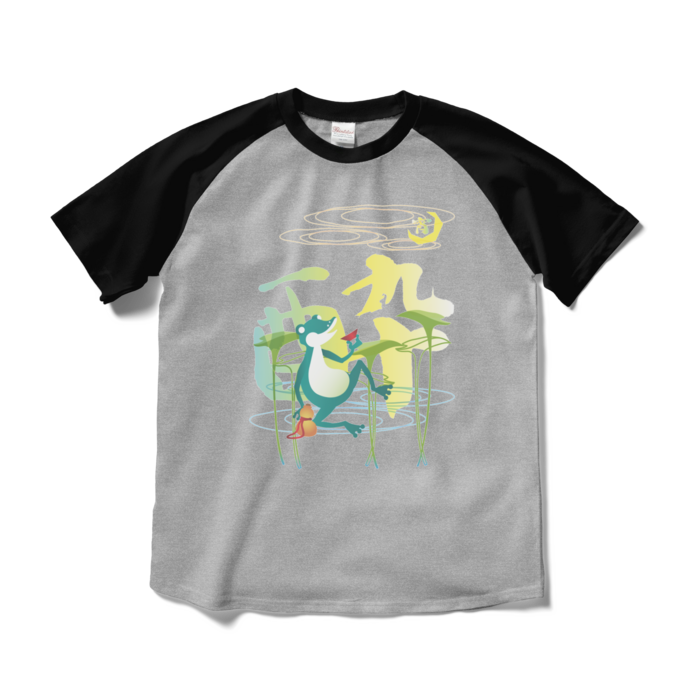 ラグランTシャツ - M - 杢グレー×ブラック