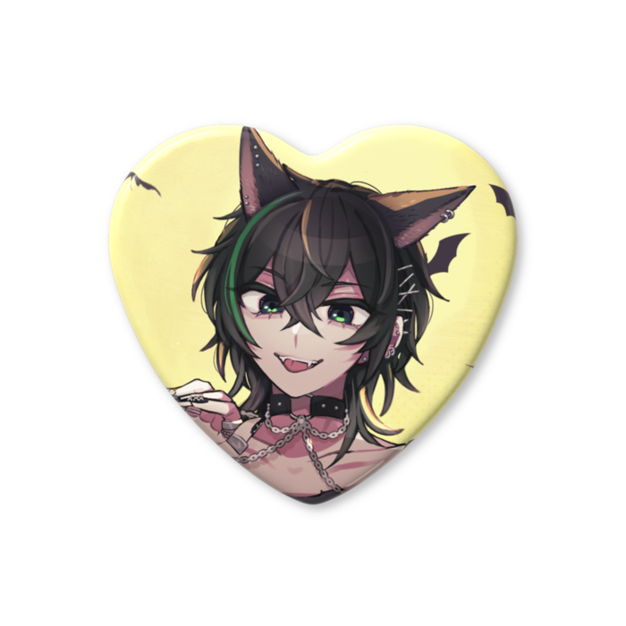 ハート缶バッジ - 57 × 52.5mm