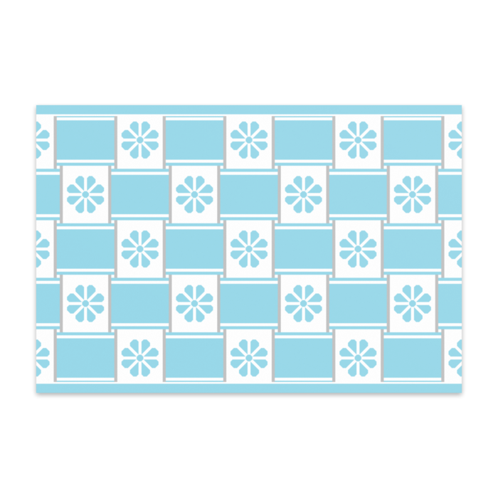 八枚花＆リボン重ねポストカード(ライトブルー系)