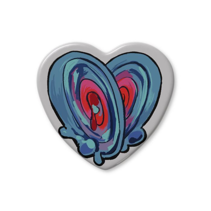 ハート缶バッジ - 57 × 52.5mm