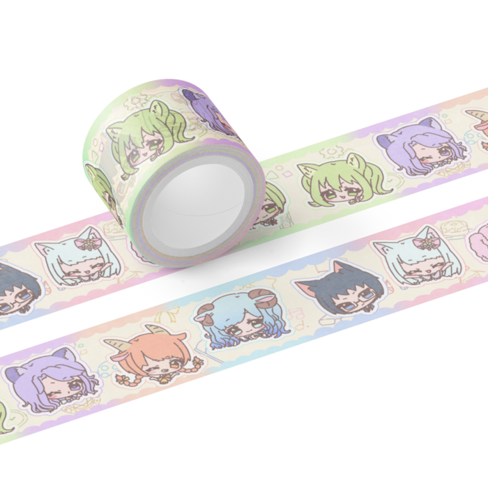 黒狼さんと白猫ちゃんマステ(ぽっぷ)/幅30mm