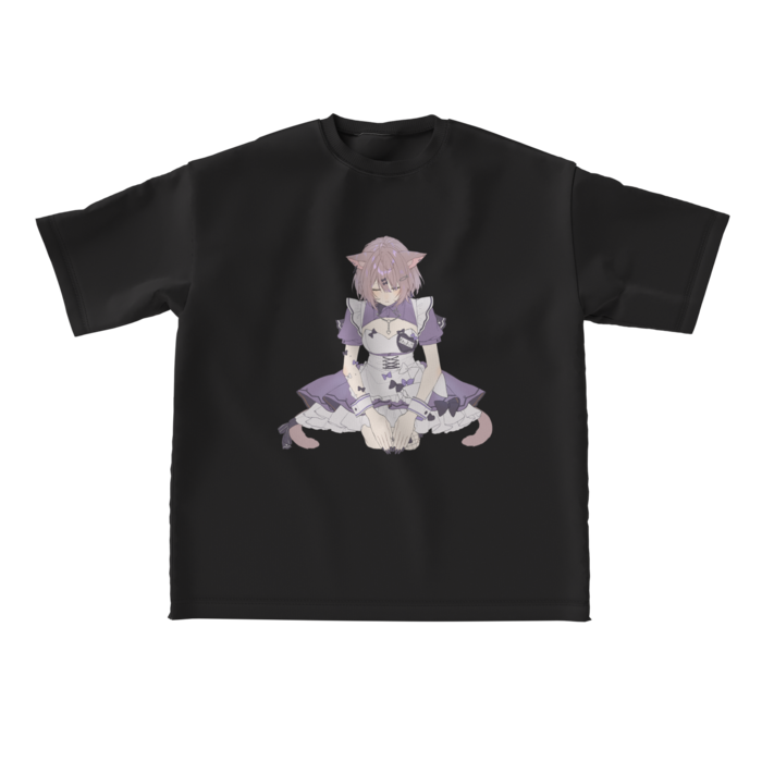 【シンプル】ビッグシルエットTシャツ【黒/L】