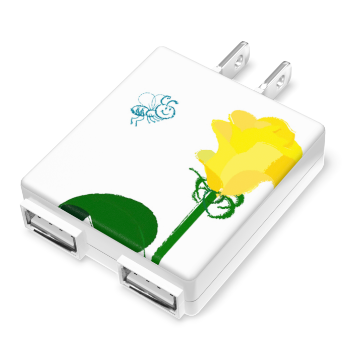 蜂と黄バラ・ACアダプター - 50×55mm