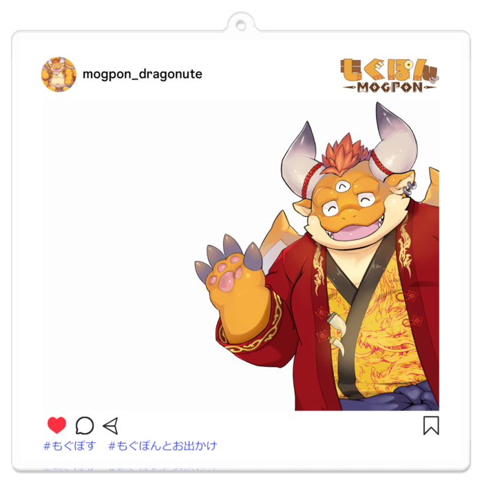 おでかけアクリルキーホルダー:もぐぽん 中華の姿 - 100 x 100 (mm)