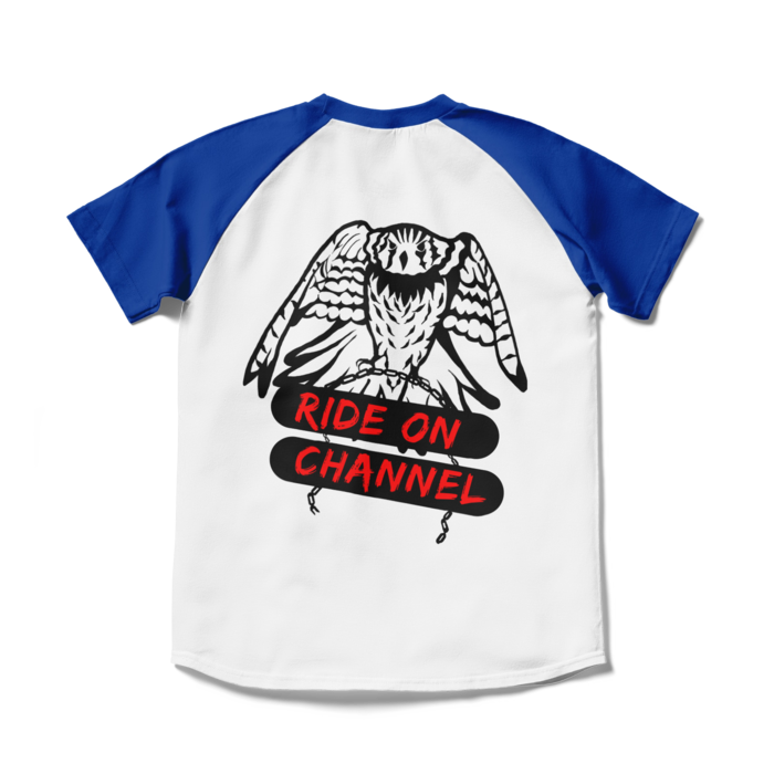 ラグランTシャツ - S - ホワイト×ロイヤルブルー