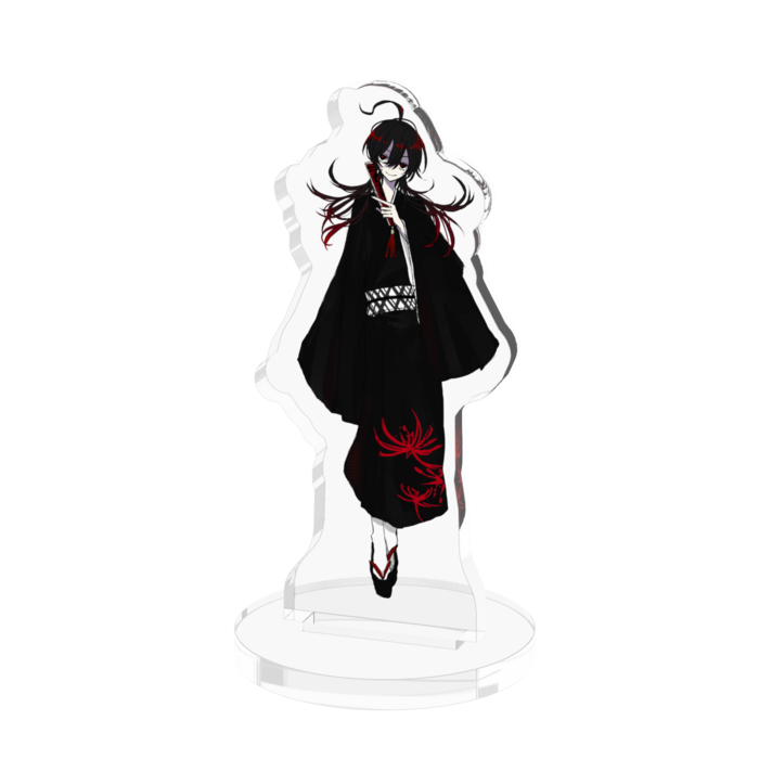黒髪和服美人《男》アクリルフィギュア - 50x50mm(1)