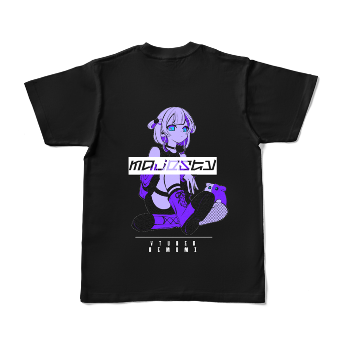 (後ろに印刷)カラーTシャツ - S - ブラック 