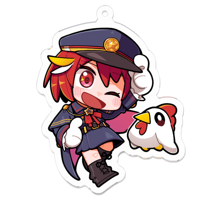 アクリルキーホルダー - 70 x 70 (mm)　ニワトリさんと★