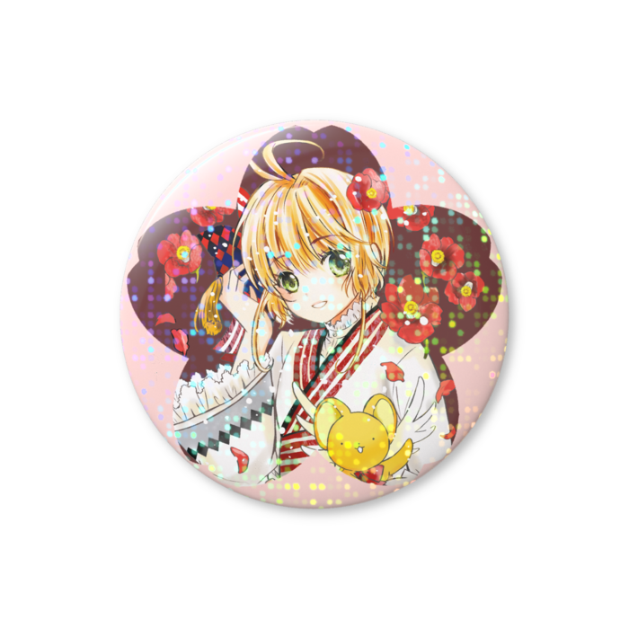 ホログラム缶バッジ - 44mm(椿の花)
