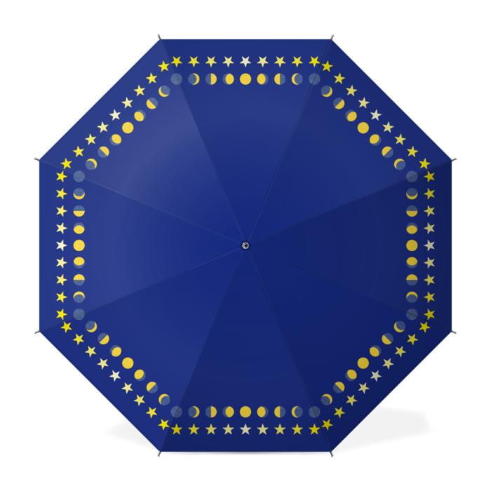 満ち欠け月と星の傘・E