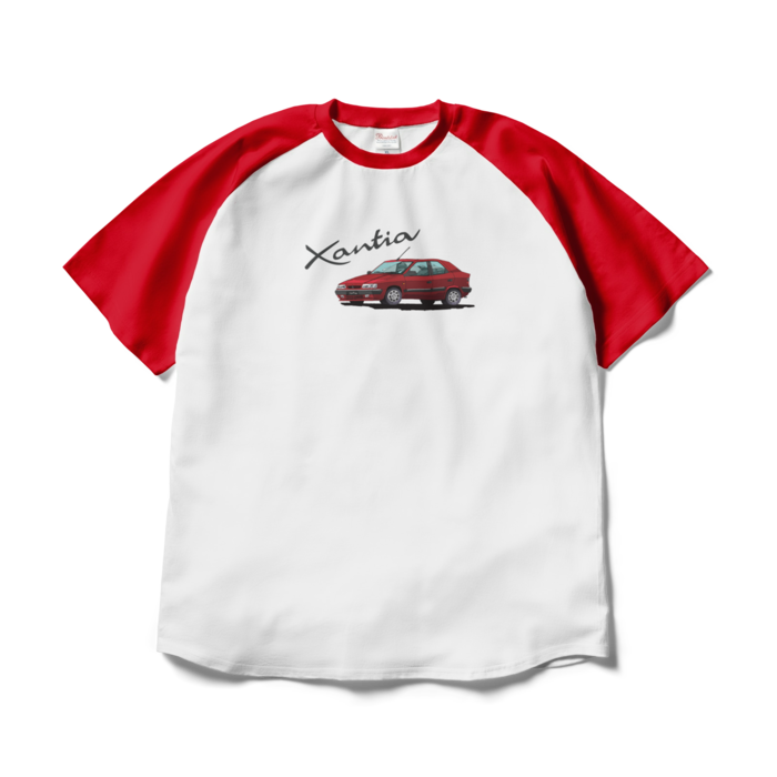 ラグランTシャツ - XL - ホワイト×レッド