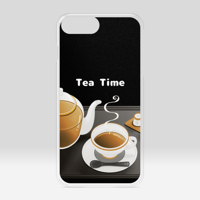 クリアiPhoneケース　紅茶×黒背景　iPhone 6Plus / 7Plus / 8Plus
