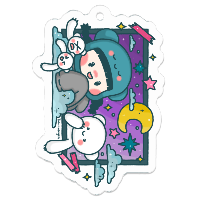 アクリルキーホルダー - 50 x 50 (mm)~たぶにんとたぶ丸キラキラver~