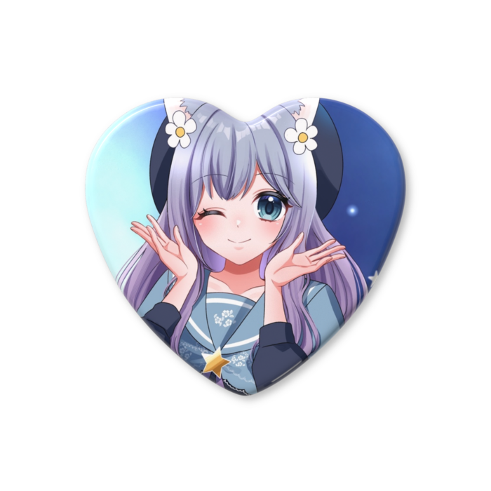 ハート缶バッジ - 57 × 52.5mm