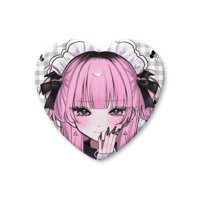 ハート缶バッジ - 57 × 52.5mm