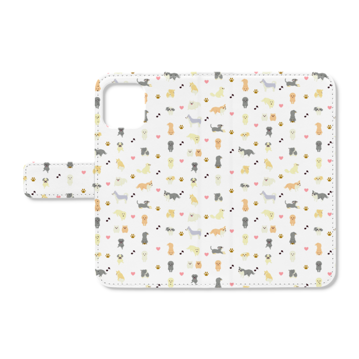 手帳型iPhoneケース iPhone 11Pro ベルトあり+穴なし 白
