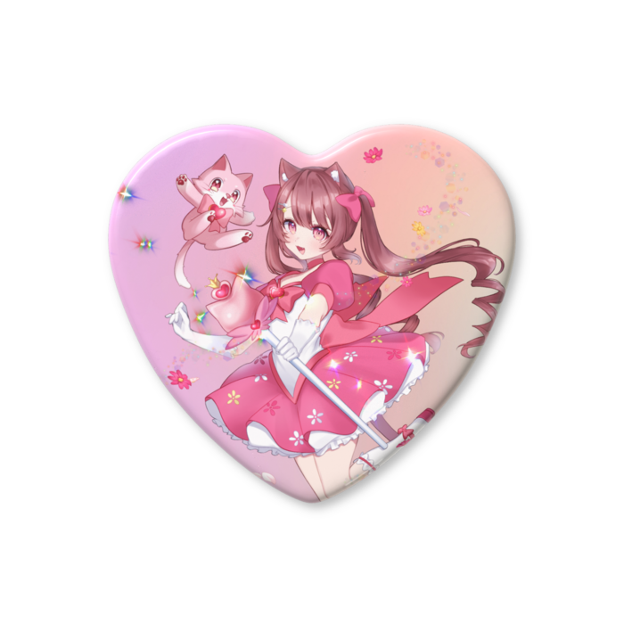 ハート缶バッジ - 57 × 52.5mm