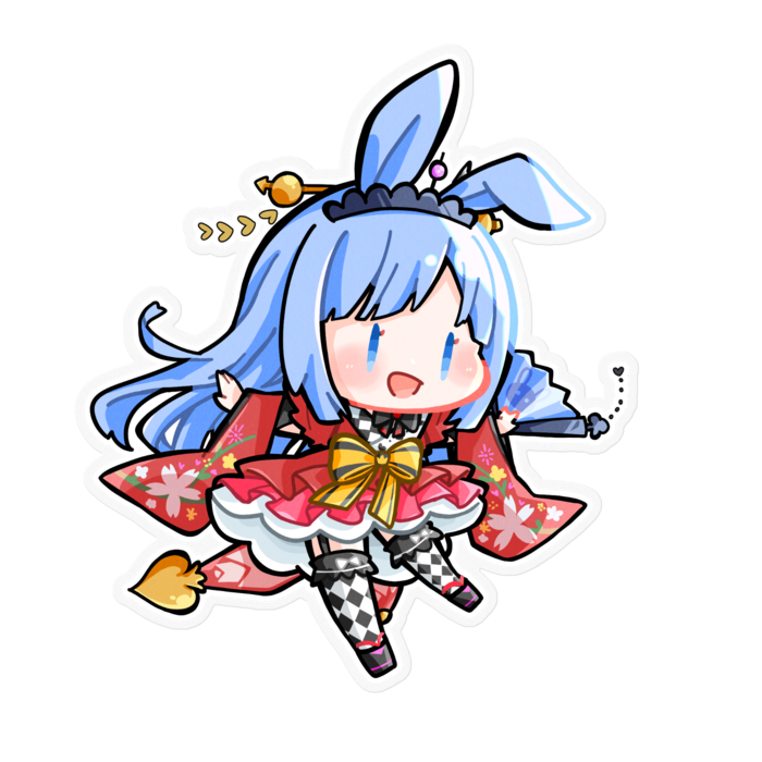 うさぎステッカー 和服 中