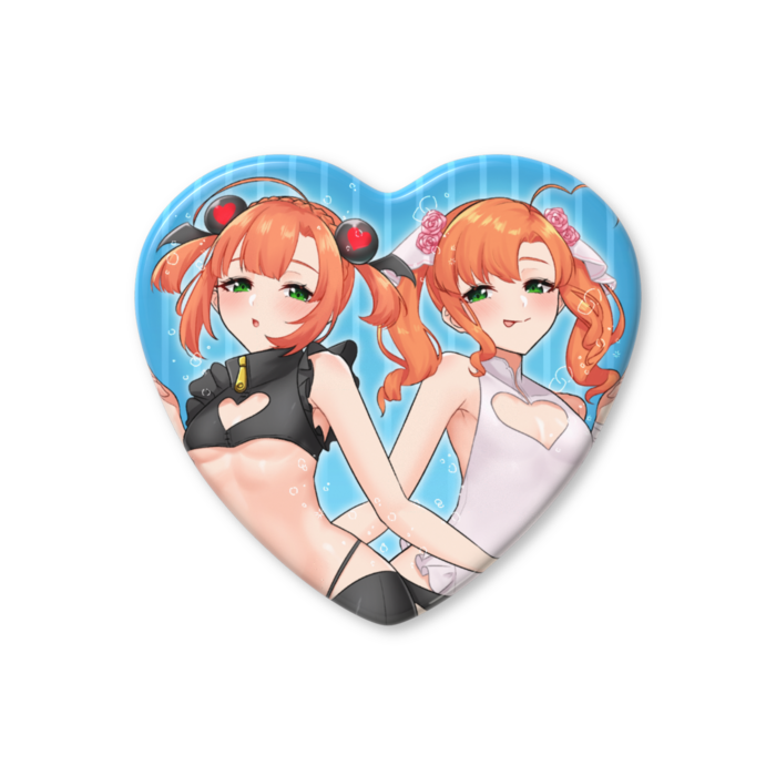 ハート缶バッジ - 57 × 52.5mm