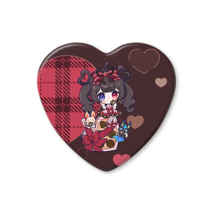 ハート缶バッジ - 57 × 52.5mm